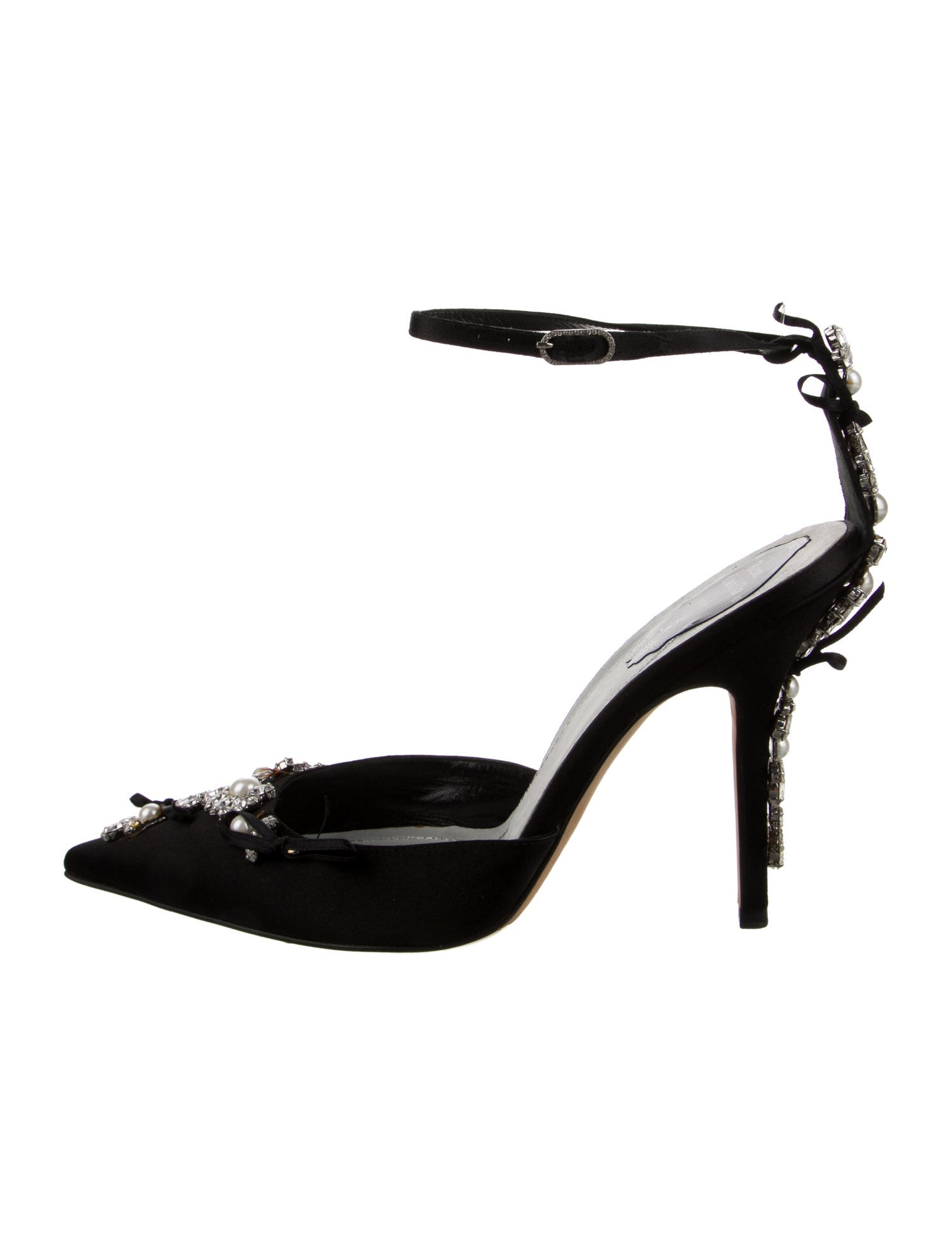 René Caovilla Satin Floral Print Pumps