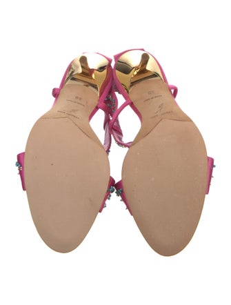 René Caovilla Satin Beaded Accents Slingback Sandals