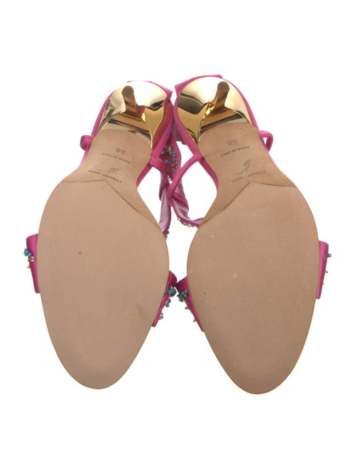 René Caovilla Satin Beaded Accents Slingback Sandals