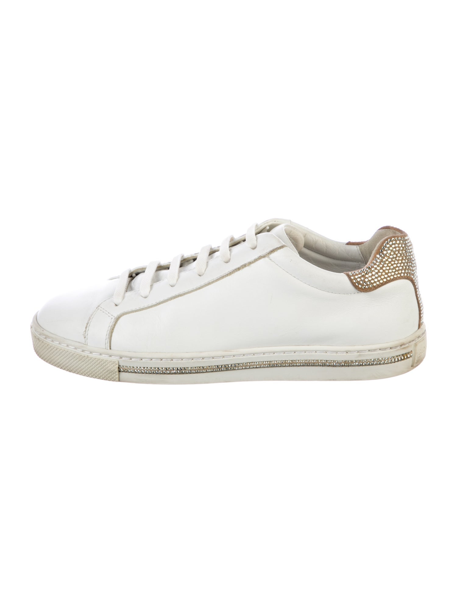 René Caovilla Leather Crystal Embellishments Sneakers