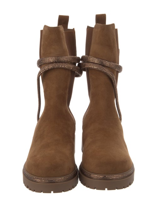 René Caovilla Suede Crystal Embellishments Chelsea Boots w/ Tags