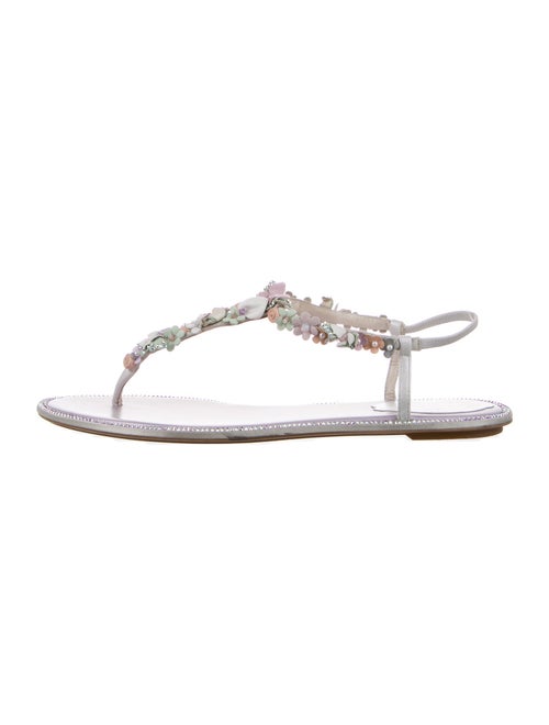 René Caovilla Leather T-Strap Sandals