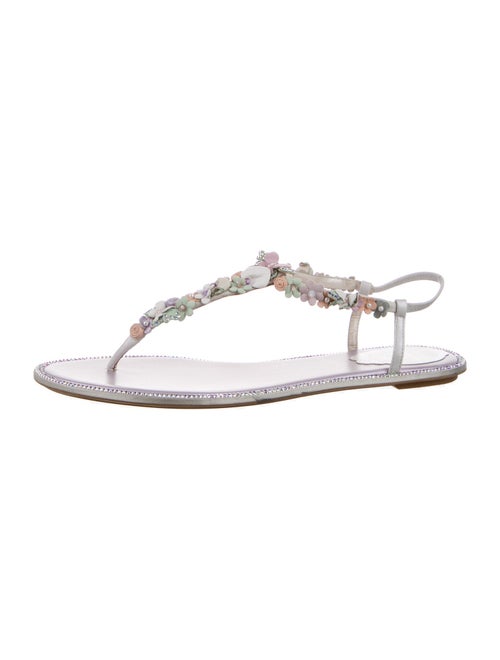 René Caovilla Leather T-Strap Sandals