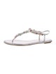 René Caovilla Leather T-Strap Sandals