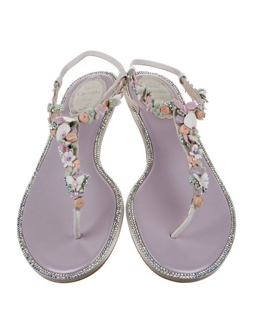 René Caovilla Leather T-Strap Sandals