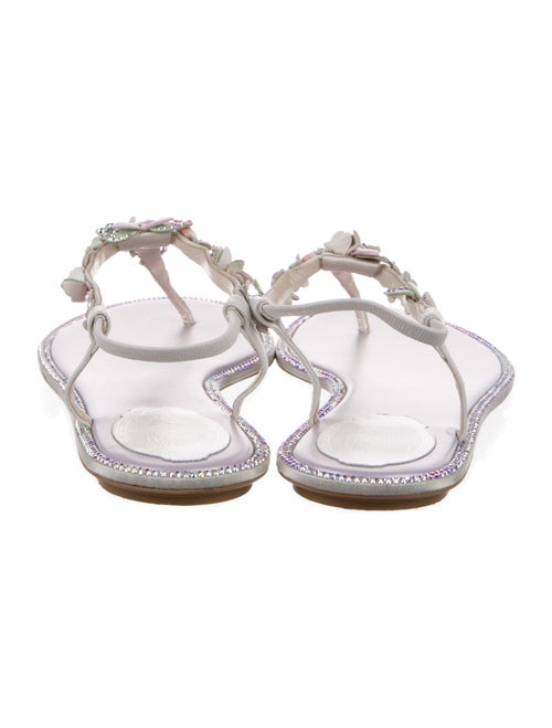 René Caovilla Leather T-Strap Sandals