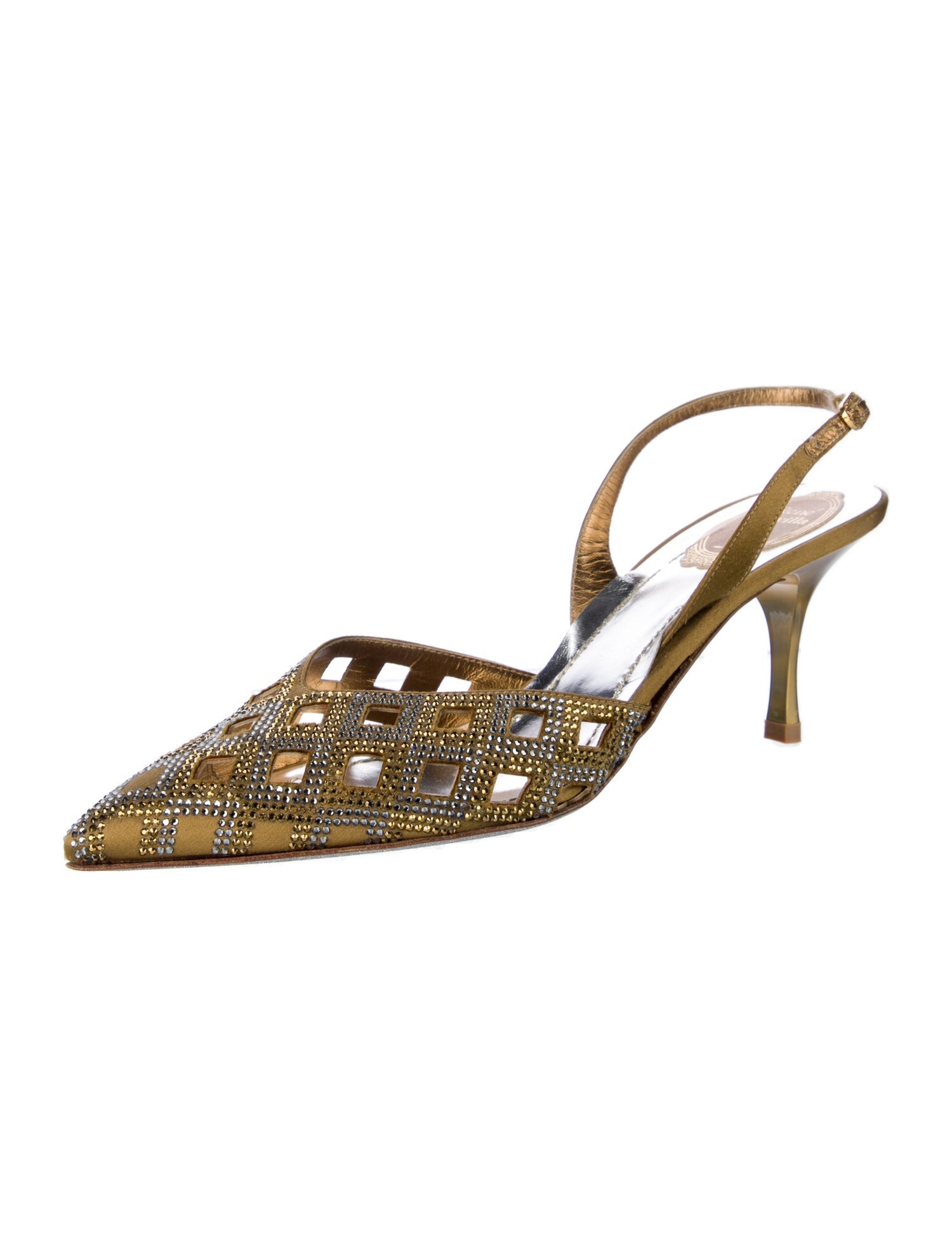 René Caovilla Leather Slingback Pumps