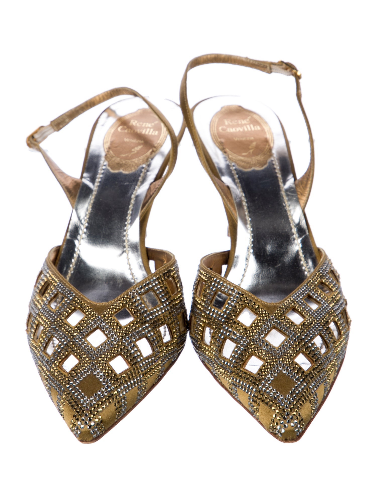 René Caovilla Leather Slingback Pumps