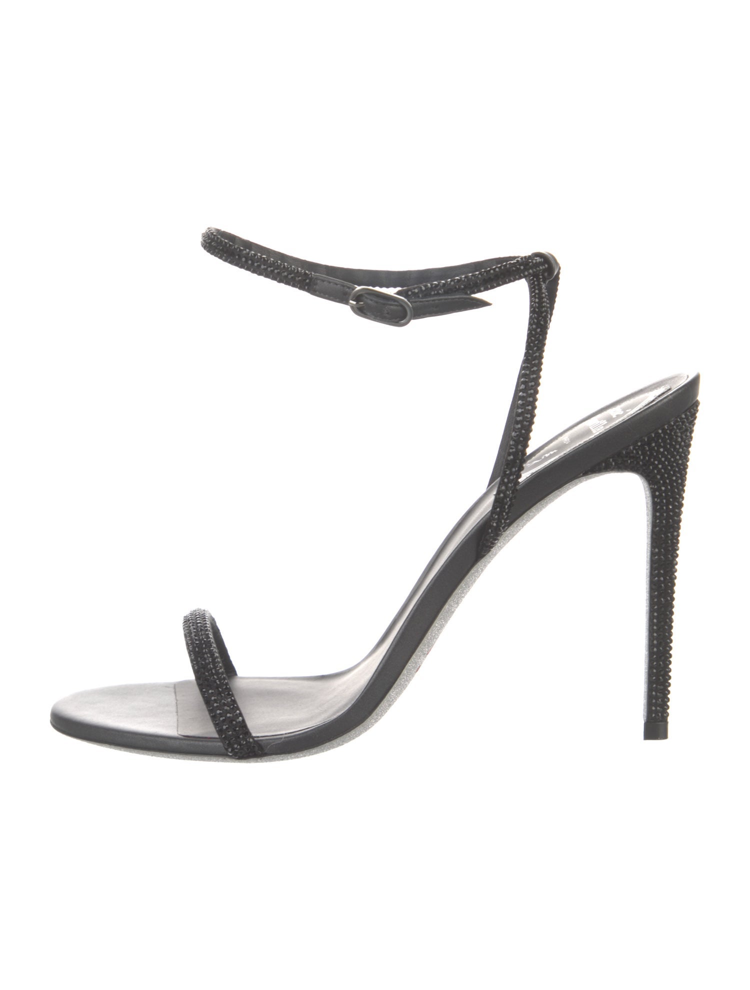 René Caovilla Leather Crystal Embellishments Sandals