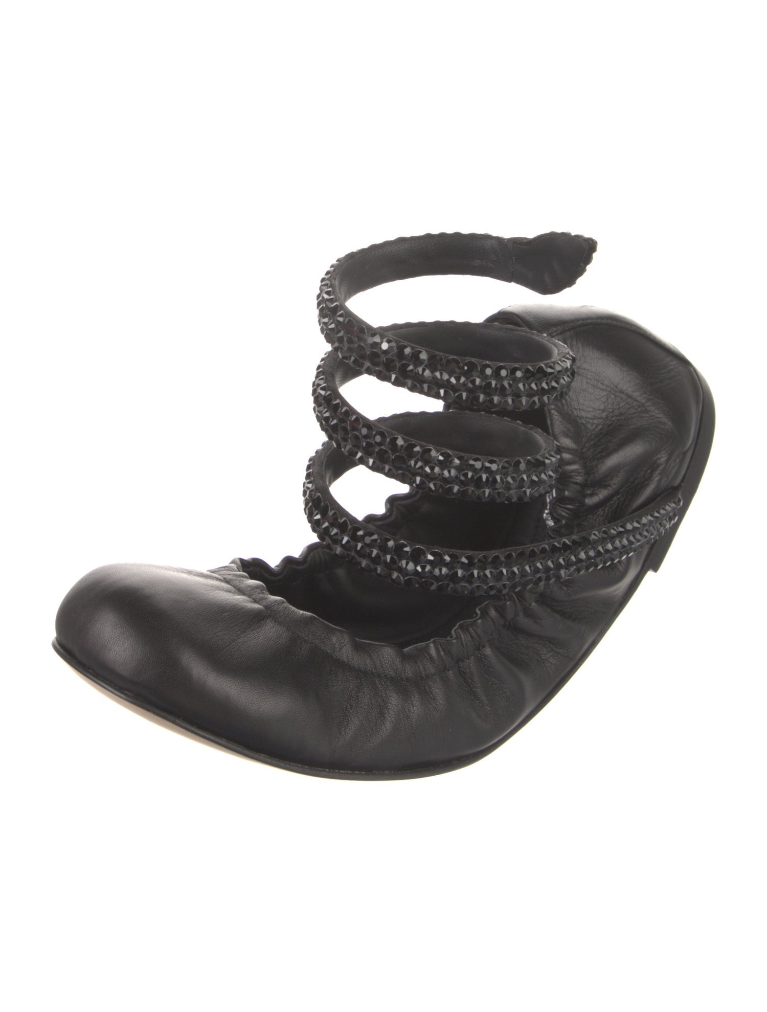 René Caovilla Leather Studded Accents Ballet Flats w/ Tags