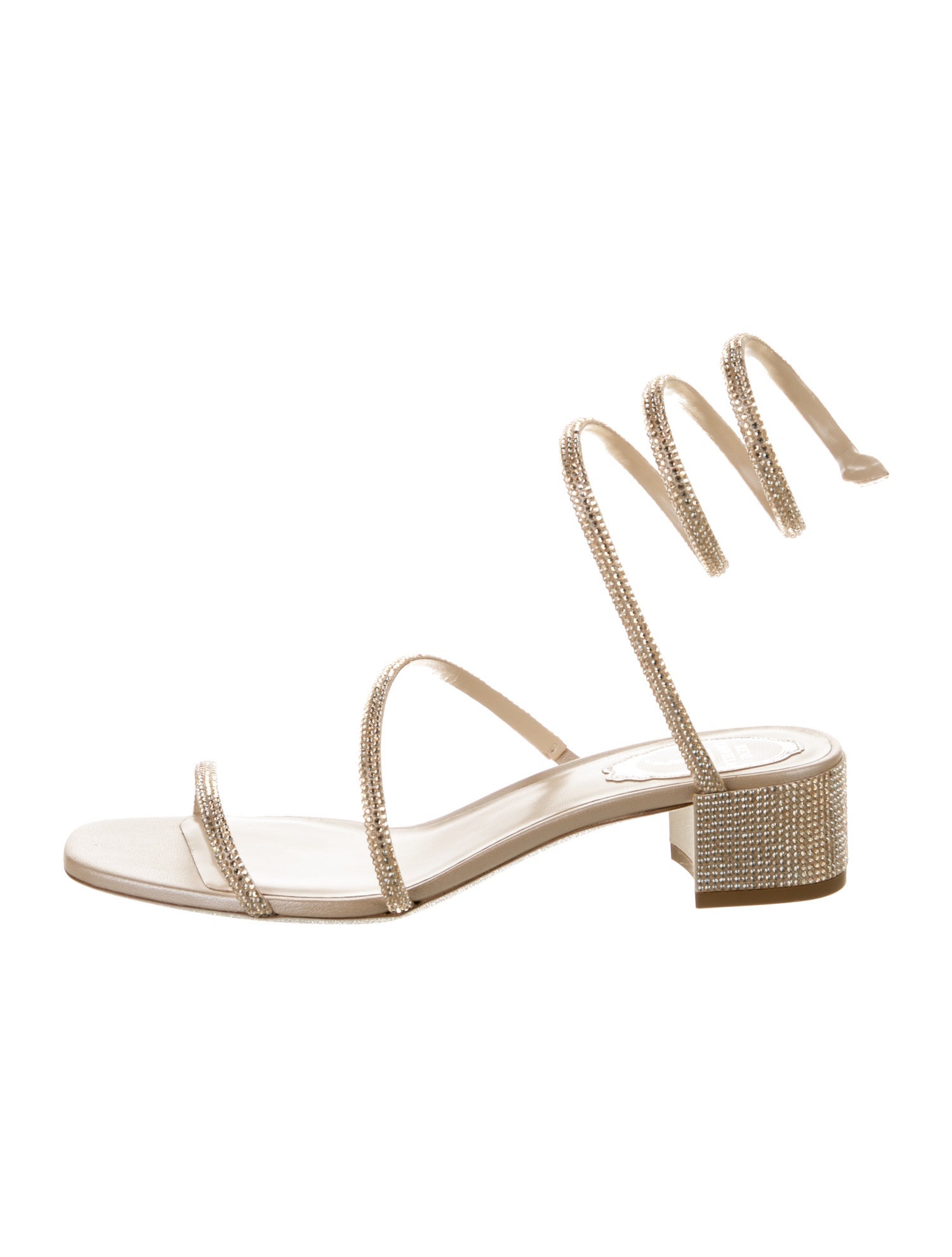 René Caovilla Satin Crystal Embellishments Gladiator Sandals