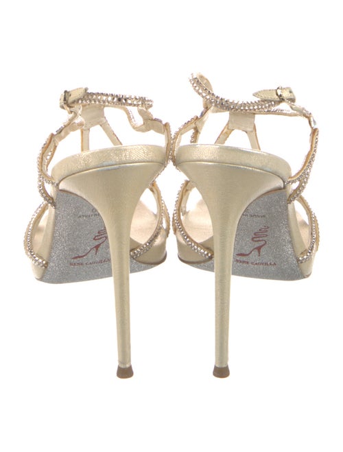René Caovilla Satin Glitter Accents T-Strap Sandals