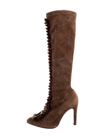 René Caovilla Suede Lace-Up Boots