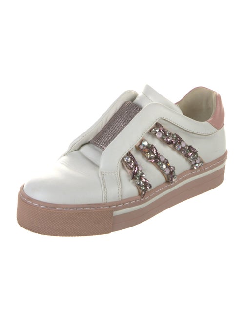 René Caovilla Leather Crystal Embellishments Sneakers