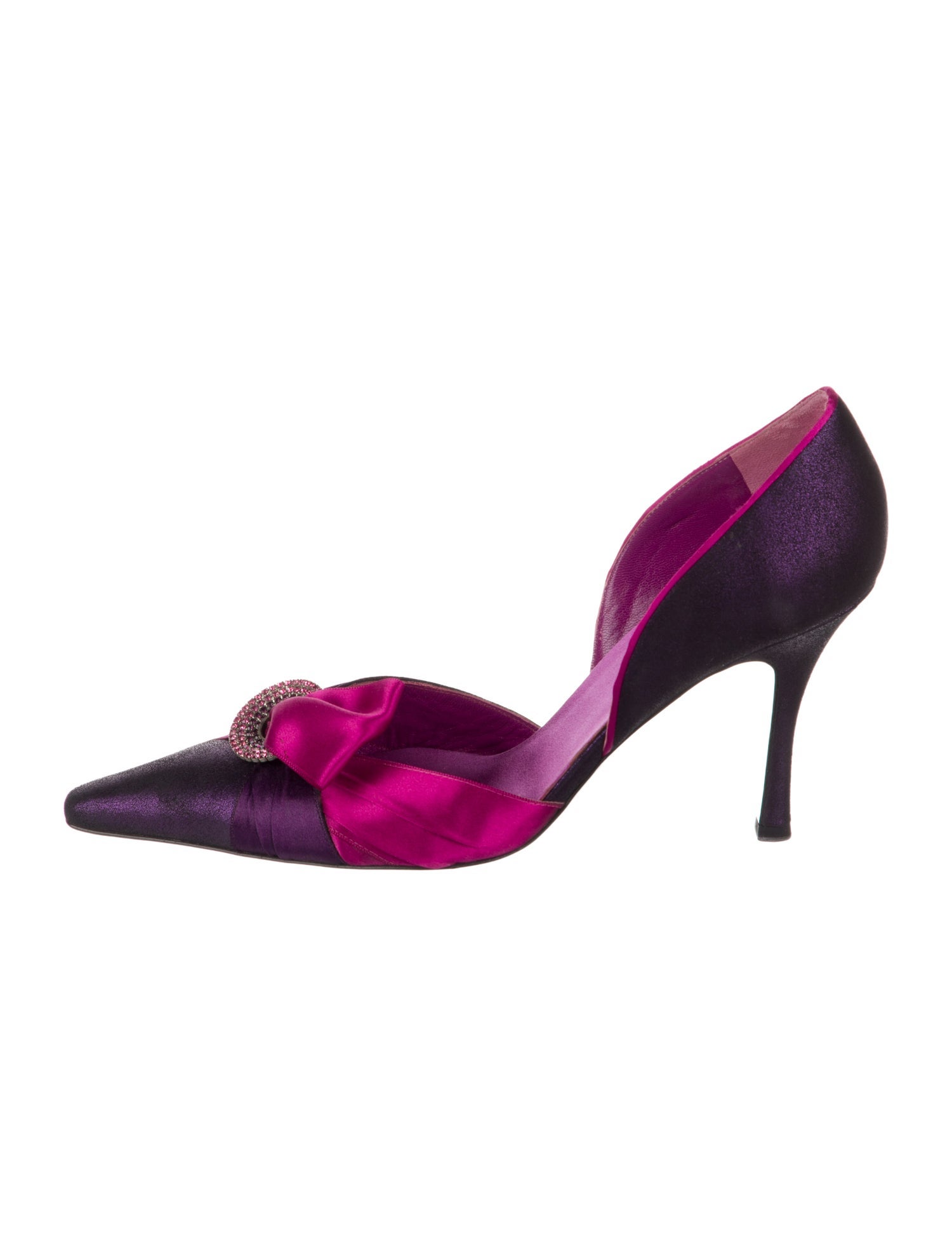 René Caovilla Satin Colorblock Pattern D'Orsay Pumps