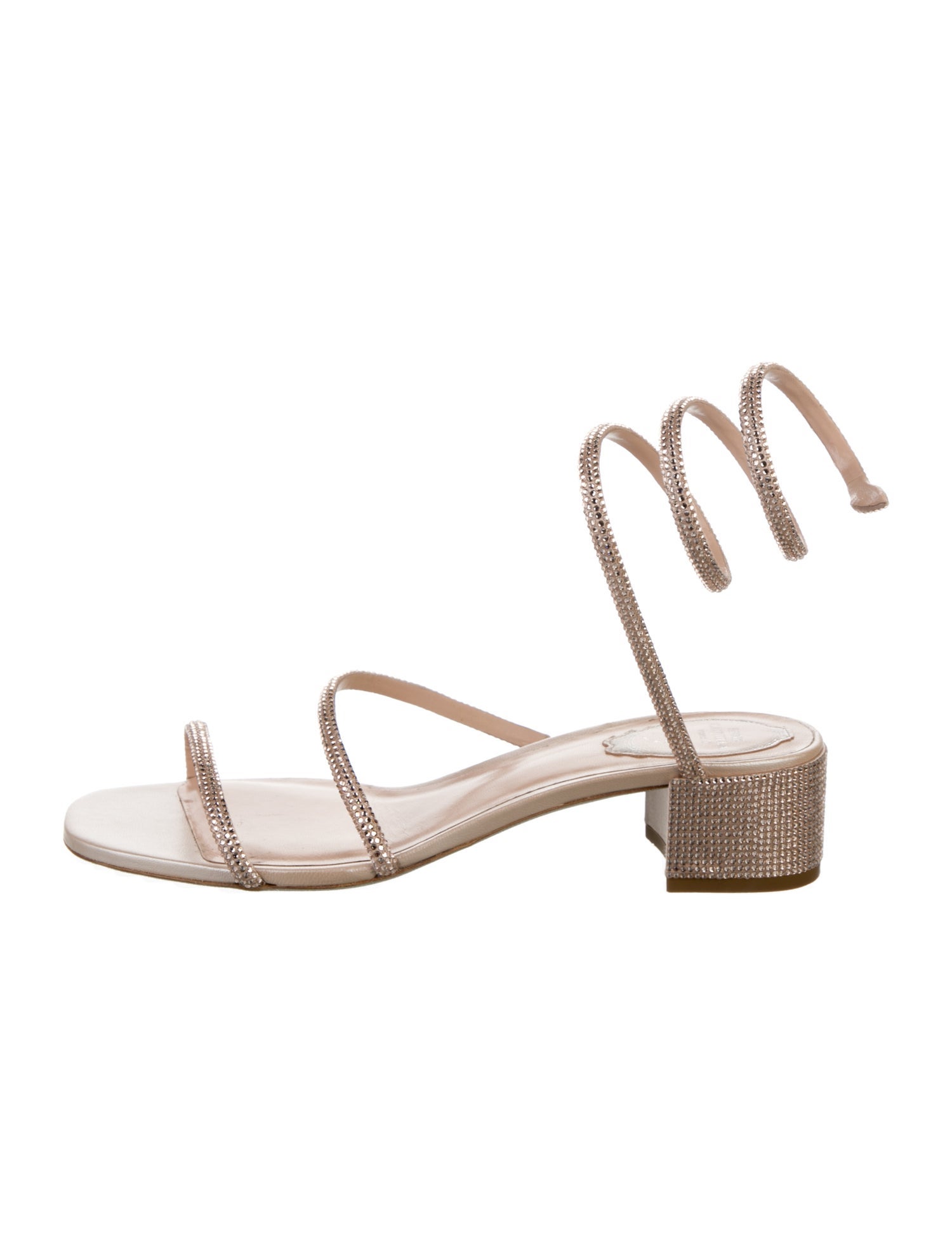 René Caovilla Leather Crystal Embellishments Sandals