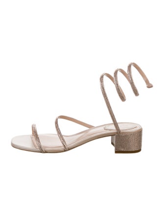 René Caovilla Leather Crystal Embellishments Sandals