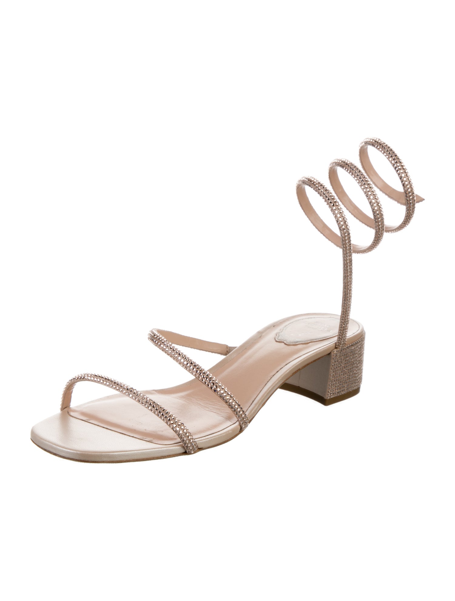 René Caovilla Leather Crystal Embellishments Sandals