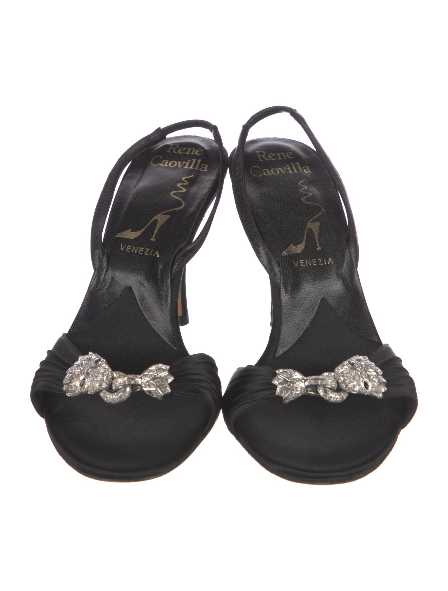 René Caovilla Satin Slingback Sandals