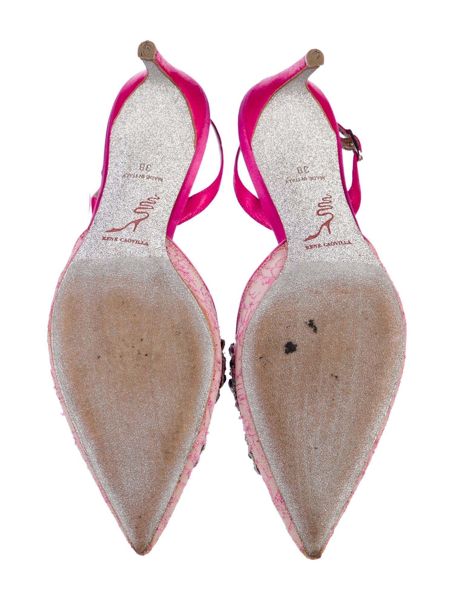 René Caovilla Lace Lace Pattern Slingback Pumps