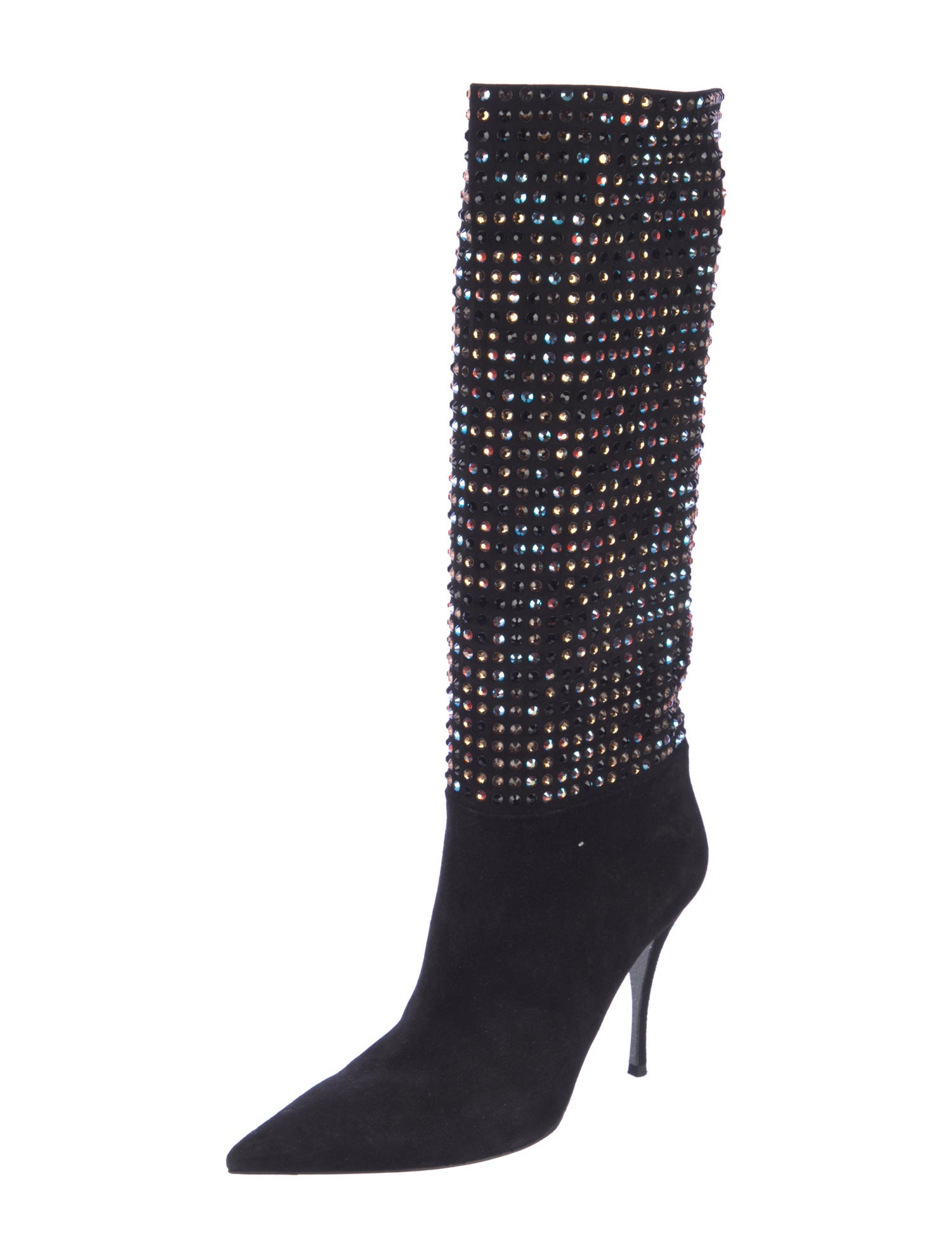 René Caovilla Suede Crystal Embellishments Boots