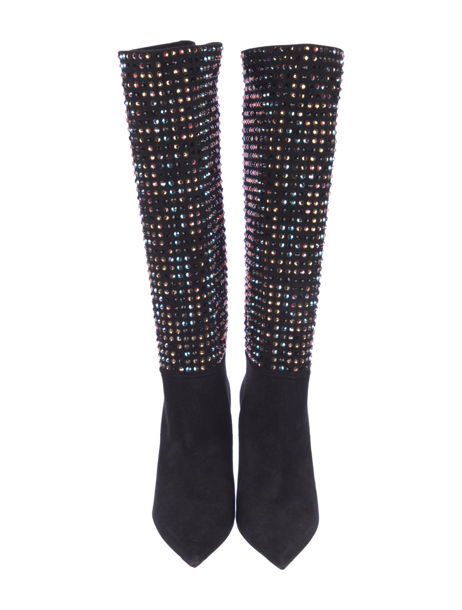 René Caovilla Suede Crystal Embellishments Boots