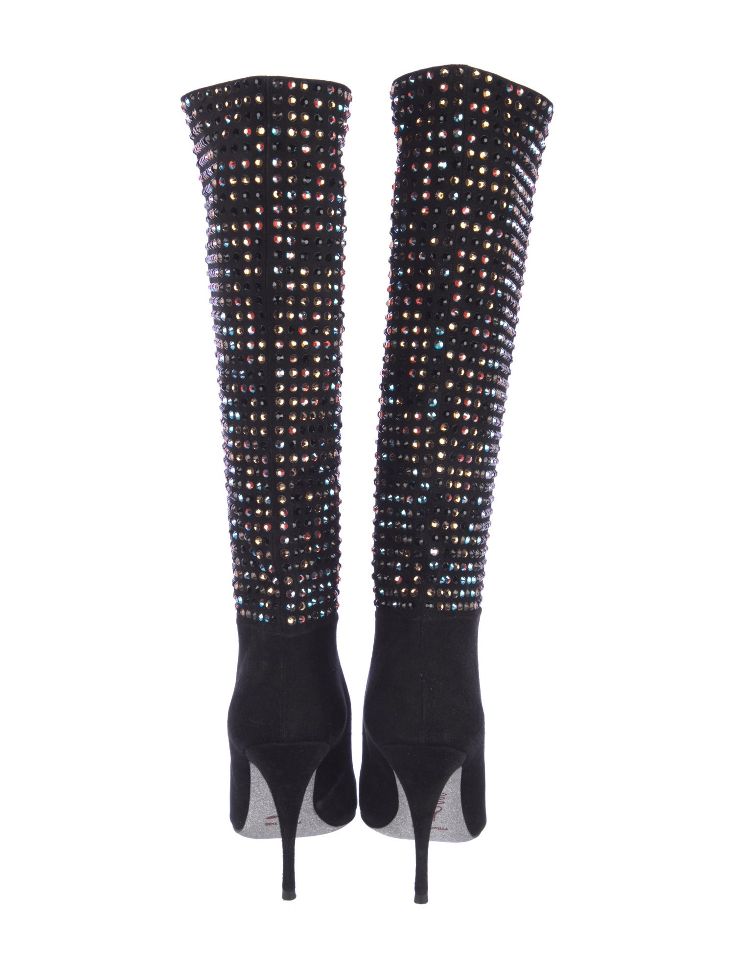 René Caovilla Suede Crystal Embellishments Boots