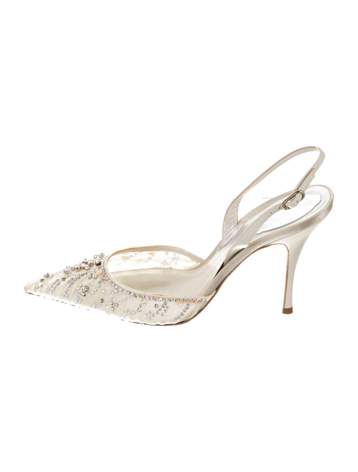 René Caovilla Crystal Embellishments Slingback Pumps
