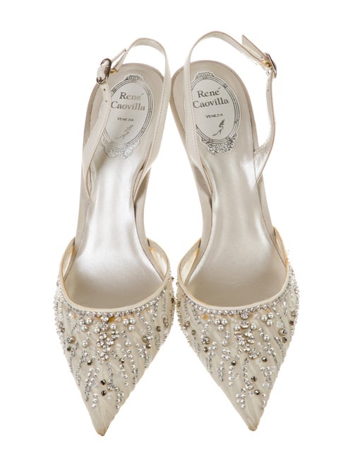 René Caovilla Crystal Embellishments Slingback Pumps