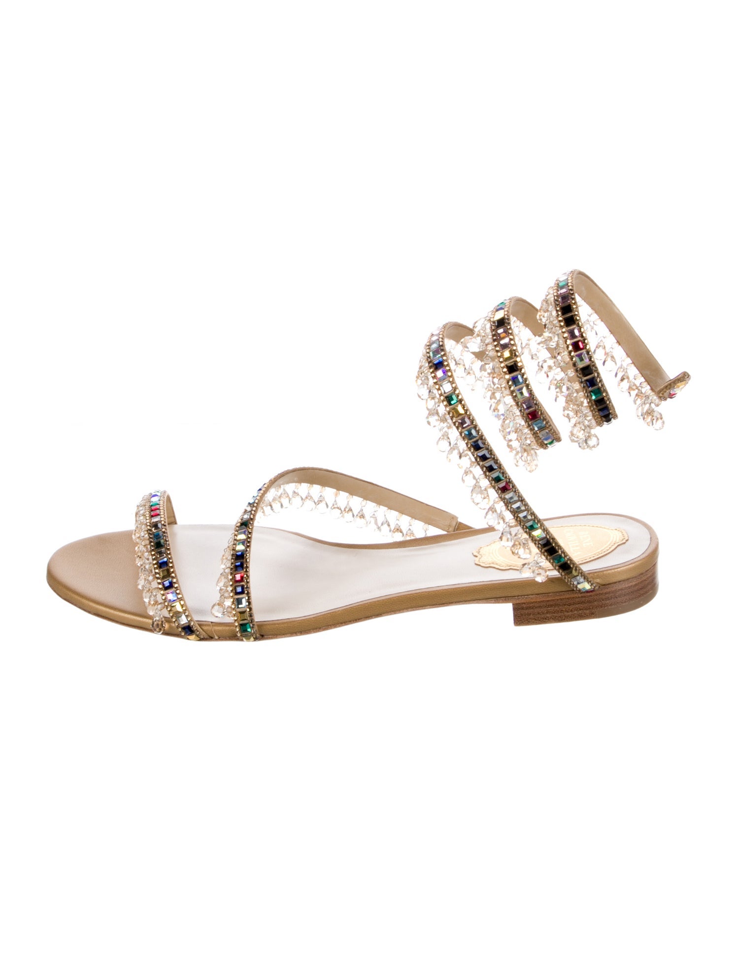 René Caovilla Leather Gladiator Sandals