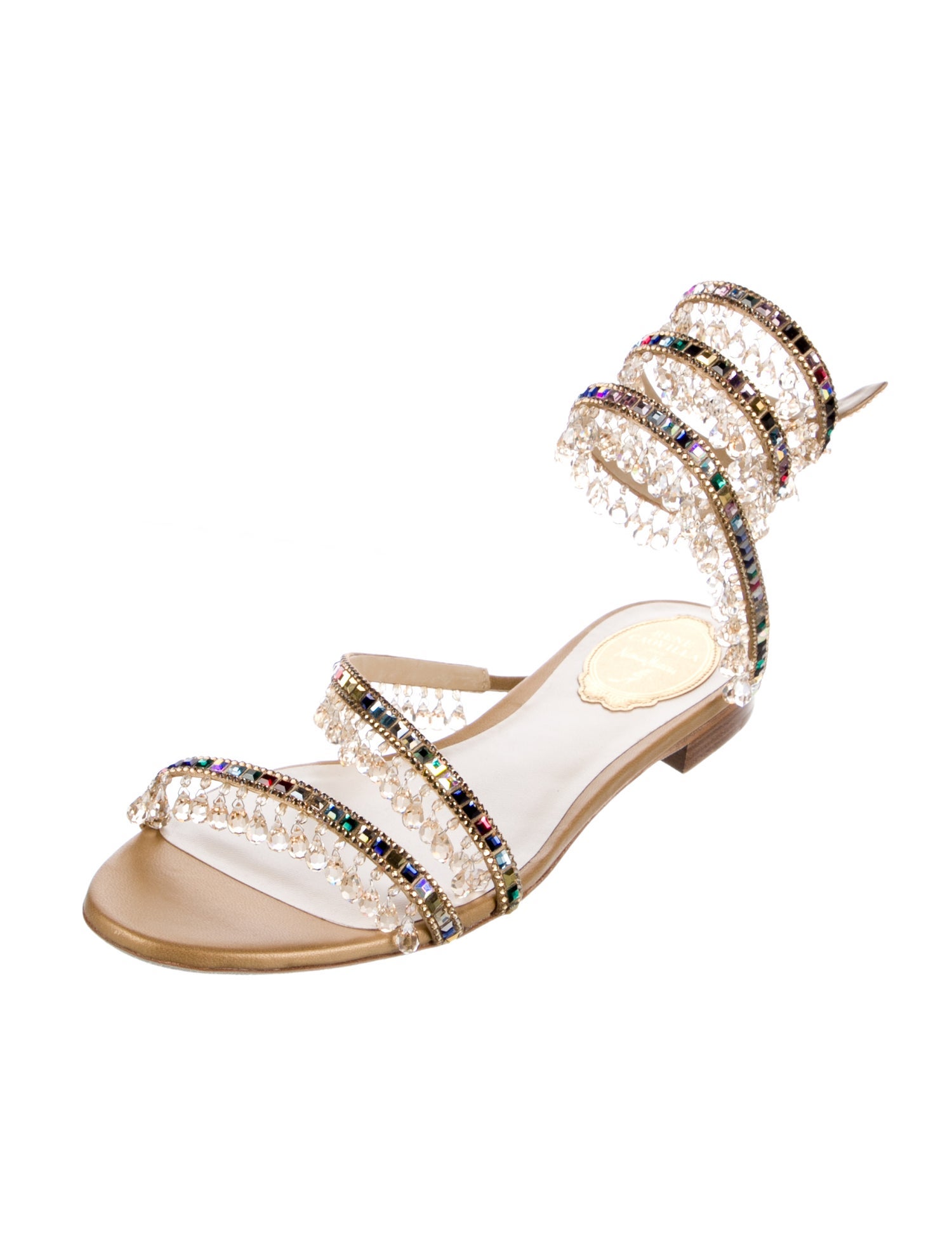 René Caovilla Leather Gladiator Sandals