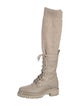 René Caovilla Leather Crystal Embellishments Combat Boots