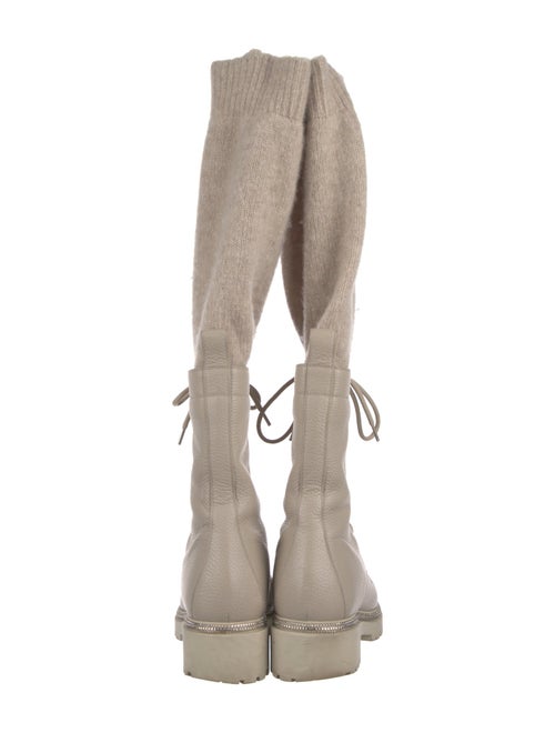 René Caovilla Leather Crystal Embellishments Combat Boots