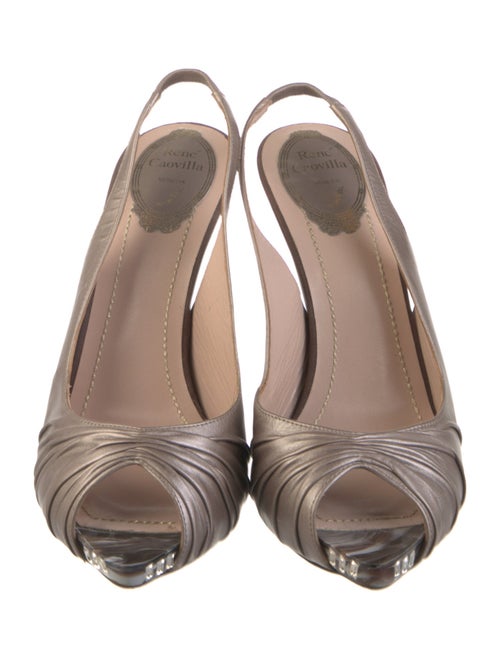 René Caovilla Satin Colorblock Pattern Slingback Pumps