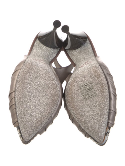 René Caovilla Satin Colorblock Pattern Slingback Pumps