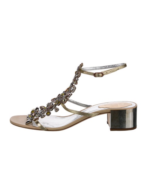 René Caovilla Leather Crystal Embellishments Gladiator Sandals