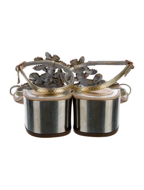 René Caovilla Leather Crystal Embellishments Gladiator Sandals