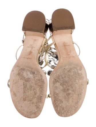 René Caovilla Leather Crystal Embellishments Gladiator Sandals