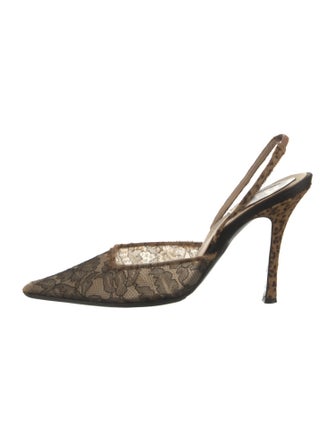 René Caovilla Mesh Slingback Pumps