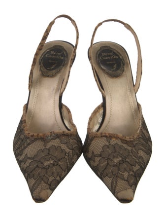 René Caovilla Mesh Slingback Pumps