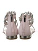 René Caovilla Leather Crystal Embellishments T-Strap Sandals