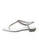René Caovilla Leather Crystal Embellishments T-Strap Sandals
