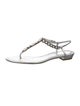 René Caovilla Leather Crystal Embellishments T-Strap Sandals