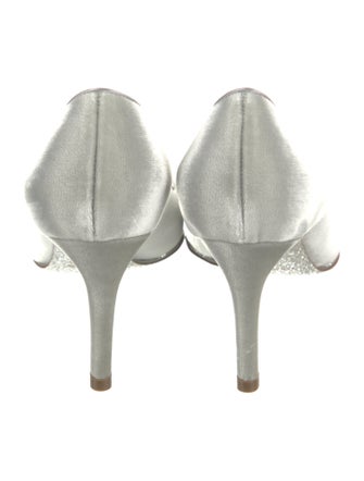 René Caovilla Satin Crystal Embellishments Pumps