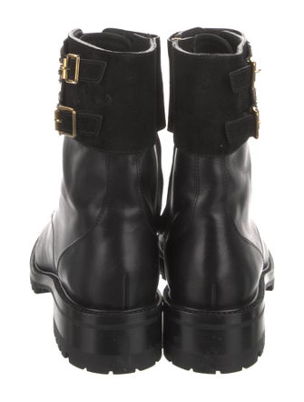 René Caovilla Faux Pearl Accents Leather Combat Boots