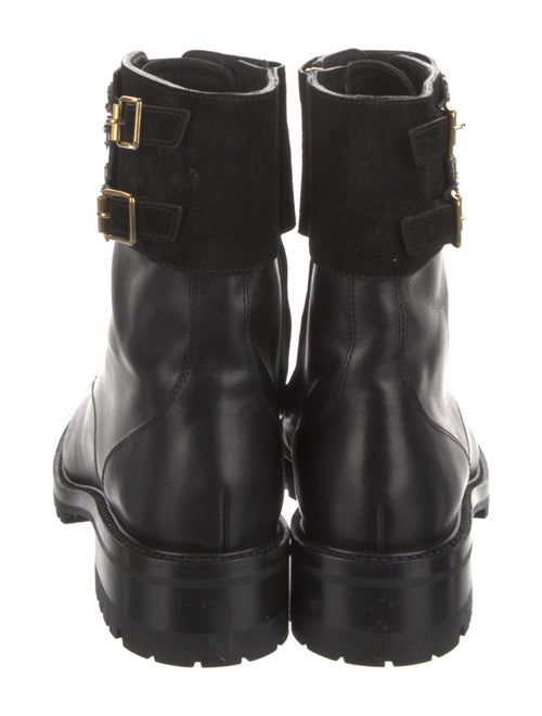 René Caovilla Faux Pearl Accents Leather Combat Boots