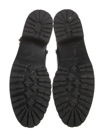 René Caovilla Faux Pearl Accents Leather Combat Boots