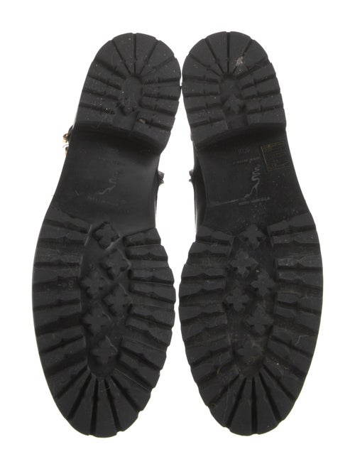 René Caovilla Faux Pearl Accents Leather Combat Boots