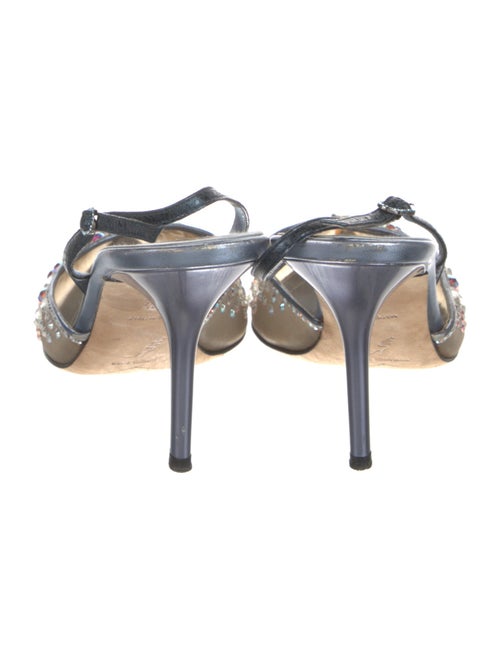 René Caovilla Leather Mesh Accents Slingback Pumps