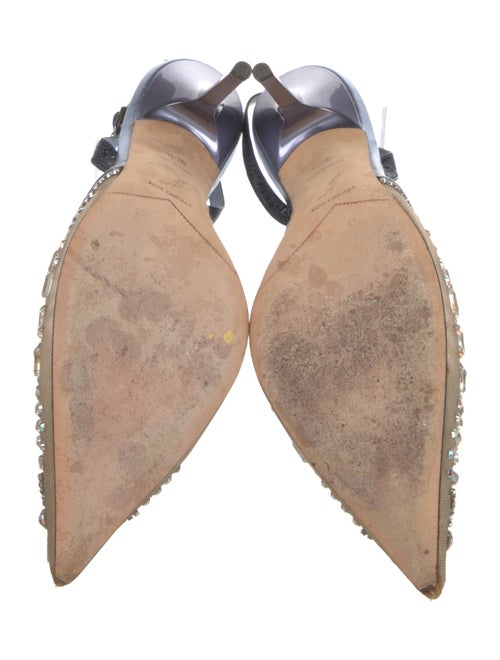 René Caovilla Leather Mesh Accents Slingback Pumps